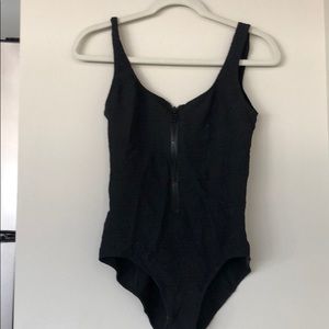 Liza Marie Fernandez Black Zip One Piece Swimsuit
